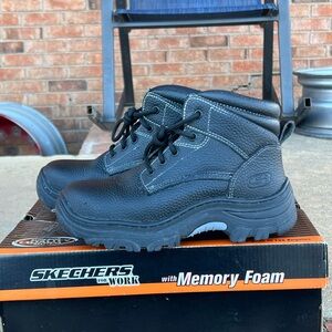 Skechers Black Leather Work Boots